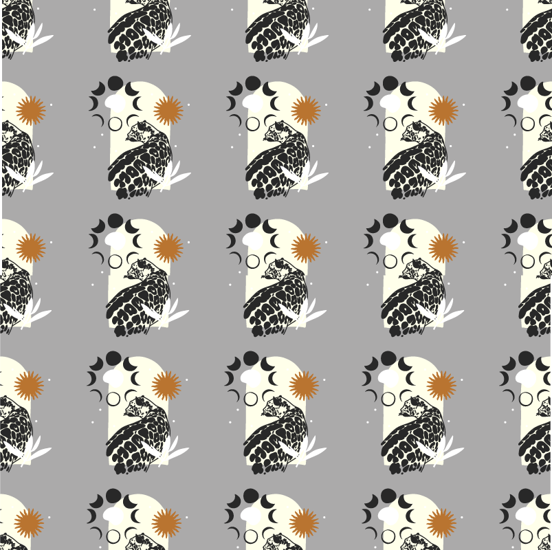 Animal vinyl rug black leopard under moon design - TenStickers