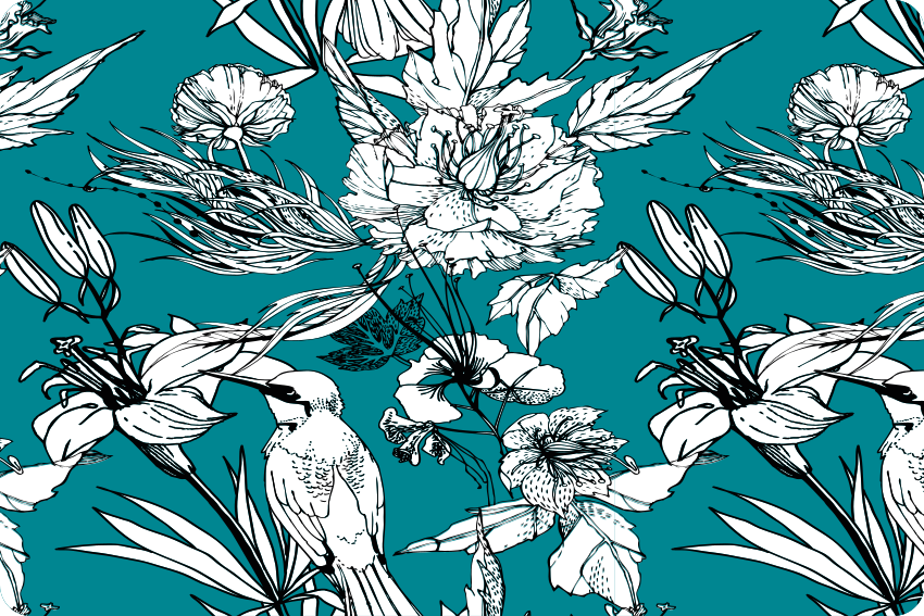 Animal vinyl rug with elegant white bird pattern - TenStickers