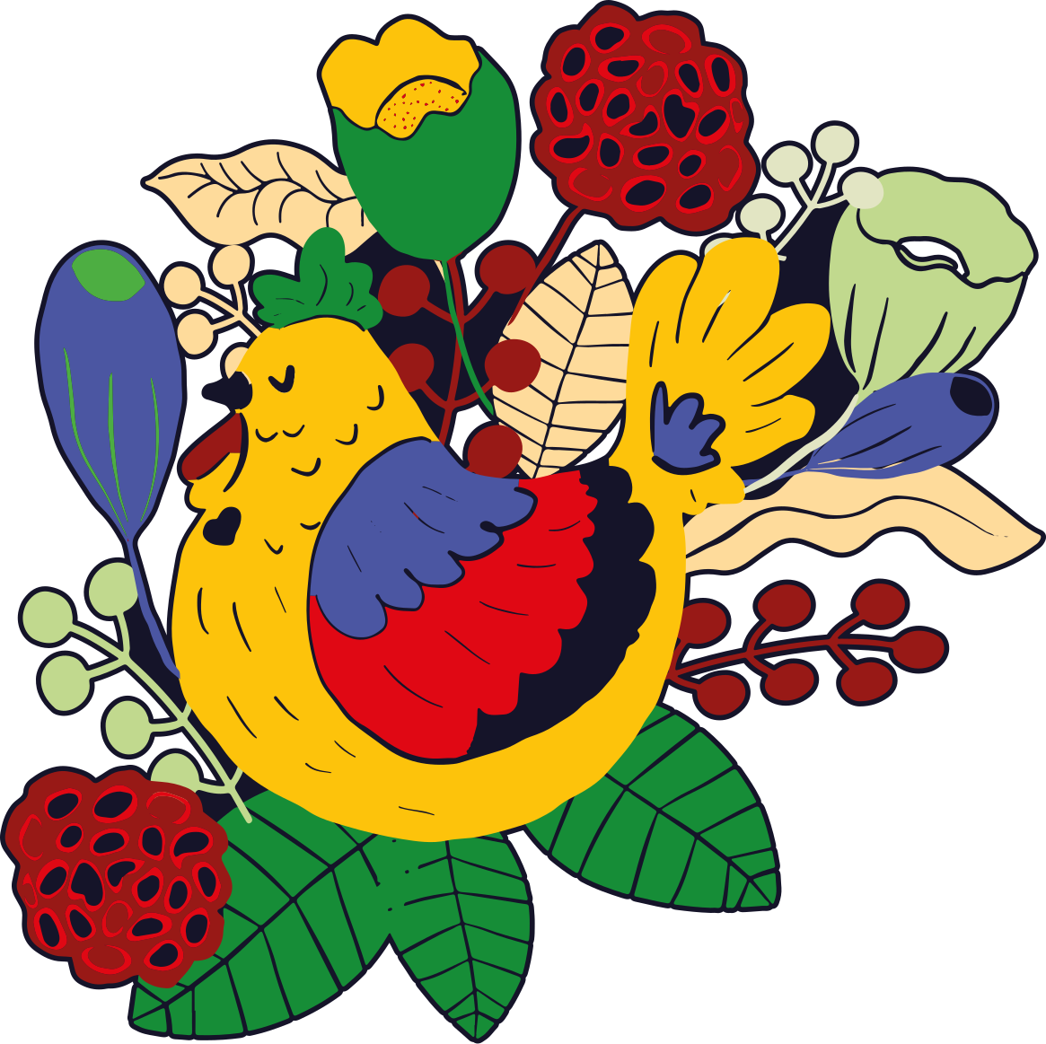 Animal vinyl rug colorful bird floral design - TenStickers