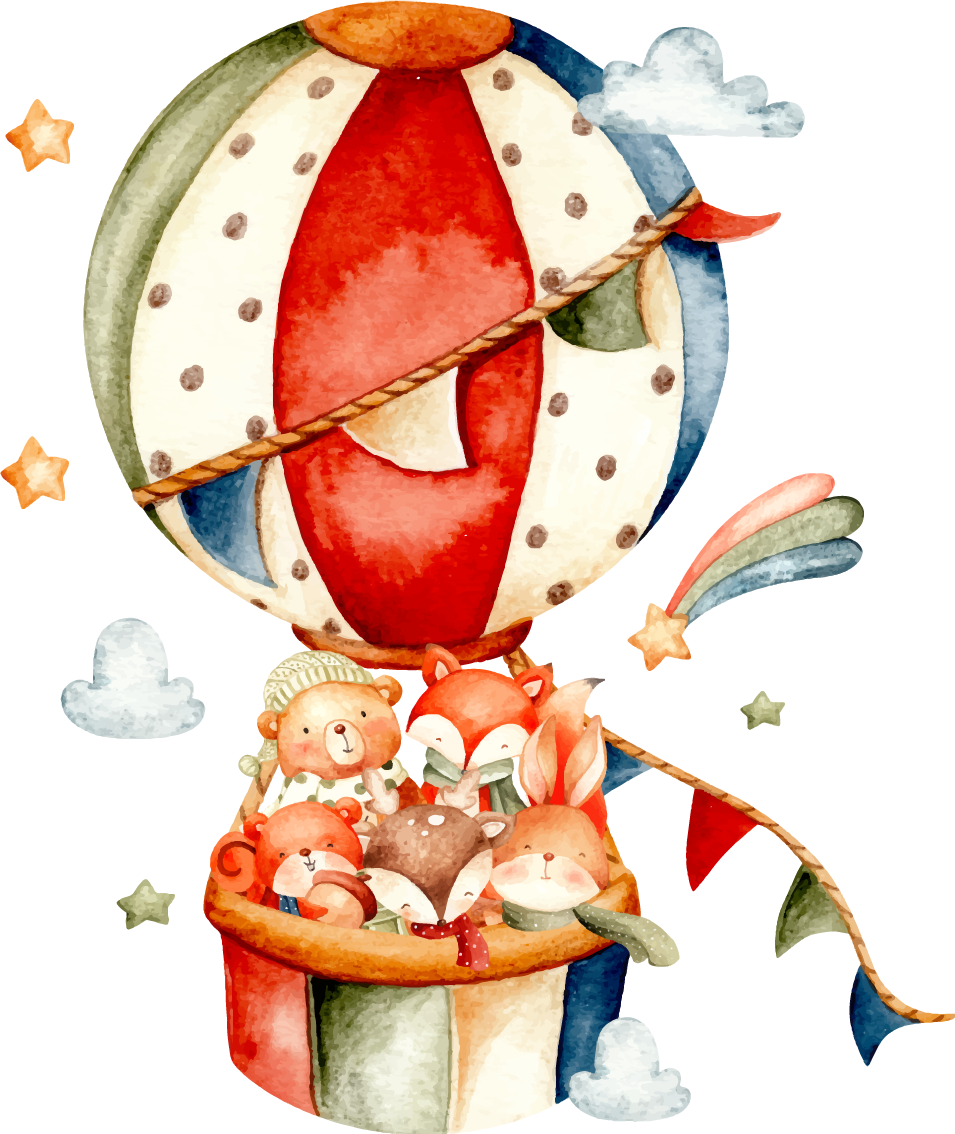 Animal vinyl rug with animals in colorful balloons - TenStickers