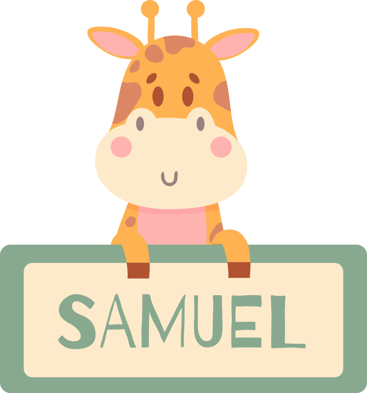 Giraffe name label animal vinyl rug - TenStickers