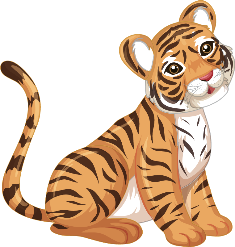 Animal vinyl rug playful tiger cub - TenStickers