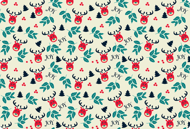 Christmas vinyl rug joy and reindeer laptop - TenStickers