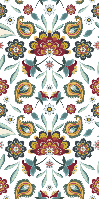 Ethnic floral style floral vinyl rug - TenStickers