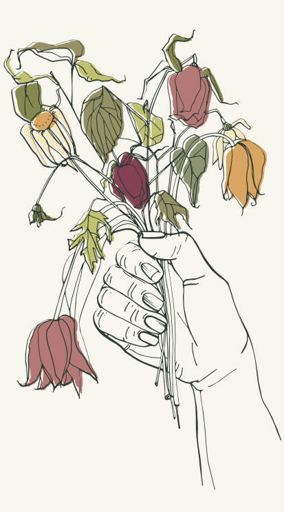 Withered flowers aesthetic flower rug - TenStickers