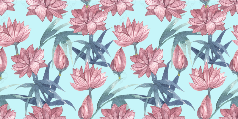 Flower rug blue watercolor flowers - TenStickers