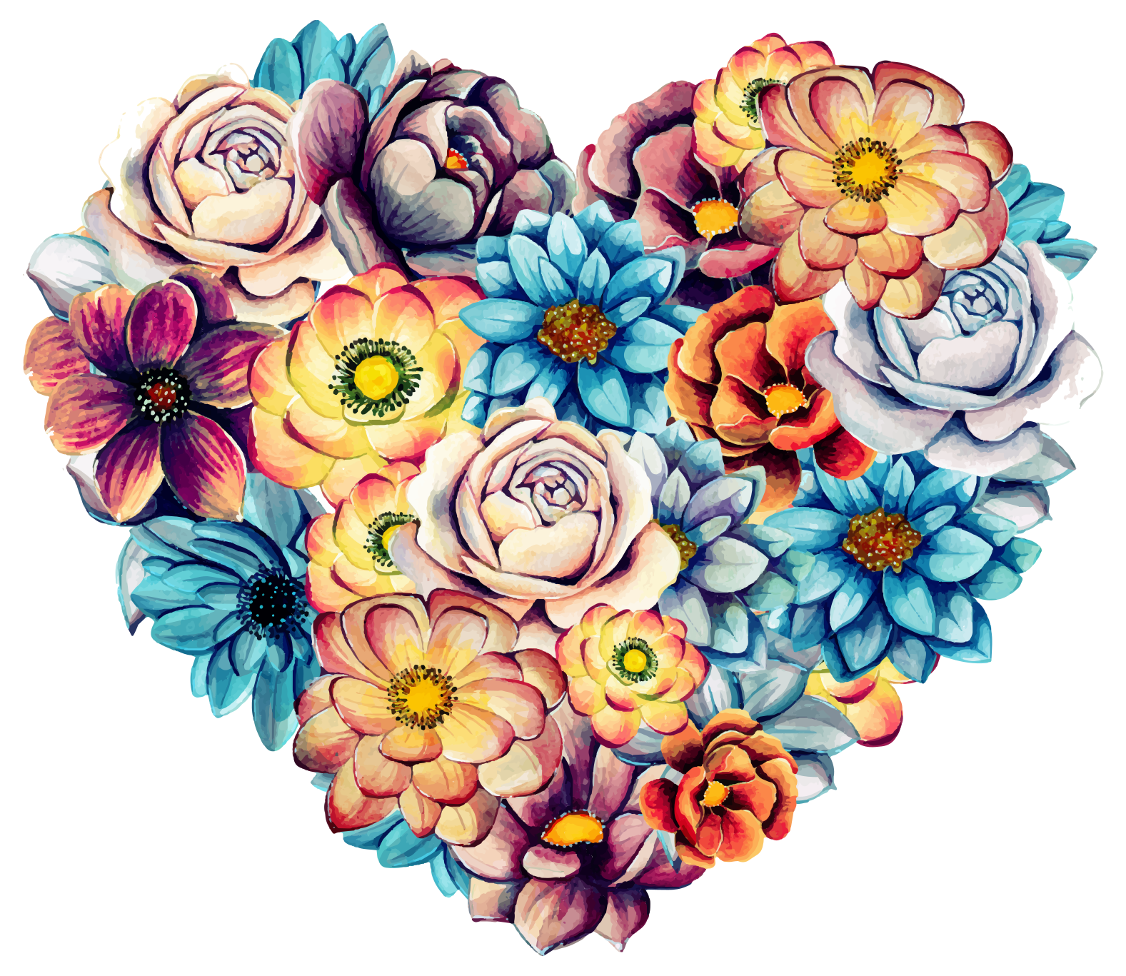 Floral vinyl rug beautiful heart filled with flowers - TenStickers