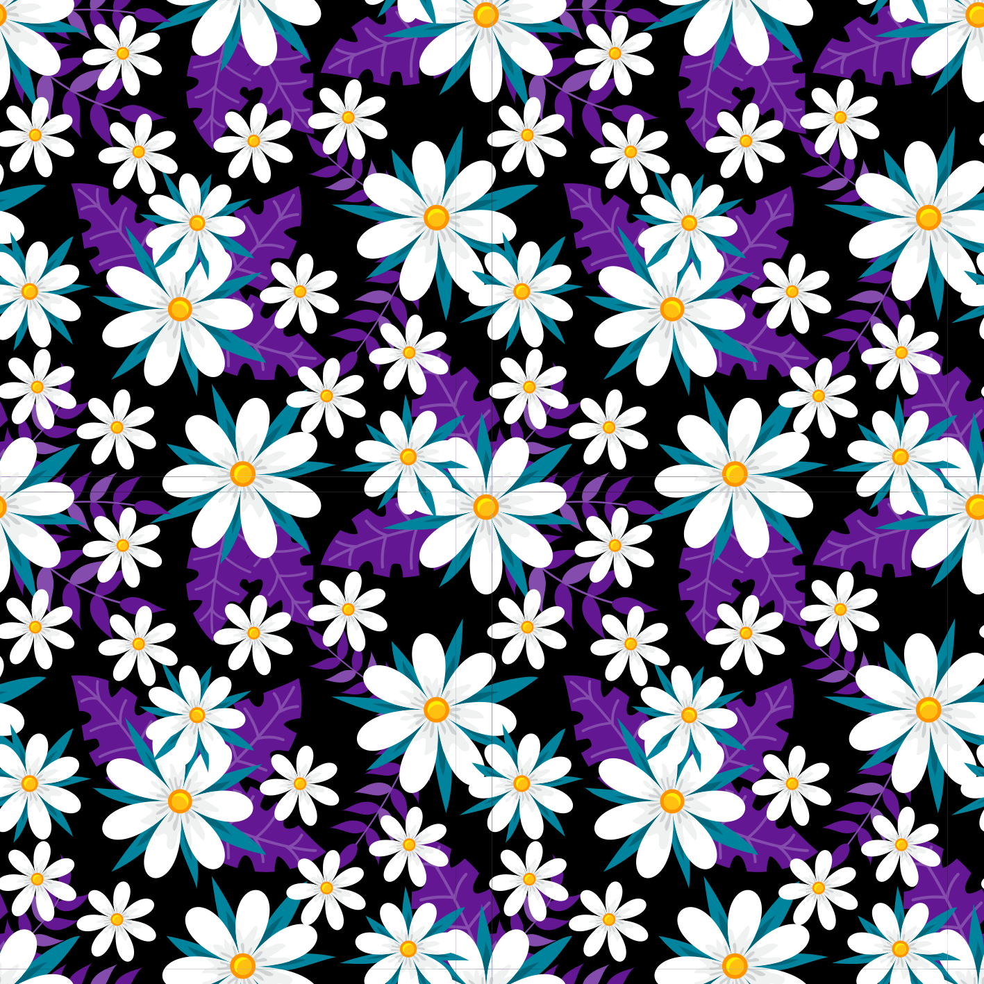 Floral vinyl rug with flowers on a black background - TenStickers