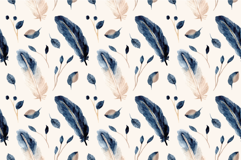 Flying leaves and feathers floral vinyl rug - TenStickers