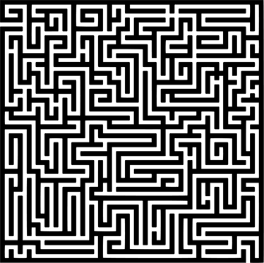 Dining room vinyl rug in black and white maze - TenStickers