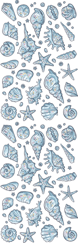 Bathroom vinyl rug seashell sketches shower - TenStickers