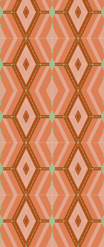 Geometric vinyl rug in 30s autumn colors - TenStickers