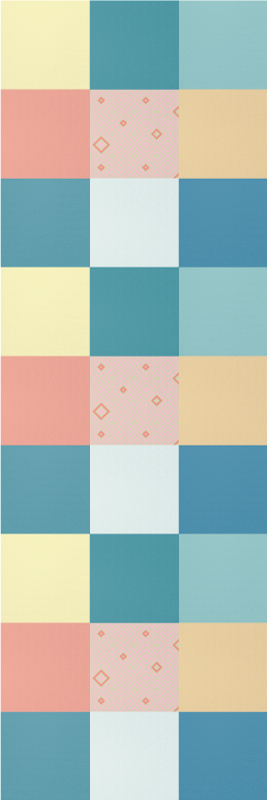 Geometric vinyl rug with colorful patchwork design - TenStickers