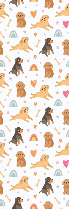 Cute dog and rainbow pattern bedroom vinyl rug - TenStickers