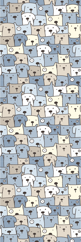 Bedroom vinyl rug with gray illustrated dogs - TenStickers