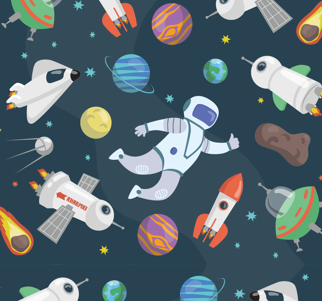 Bedroom vinyl rug featuring space ships design - TenStickers