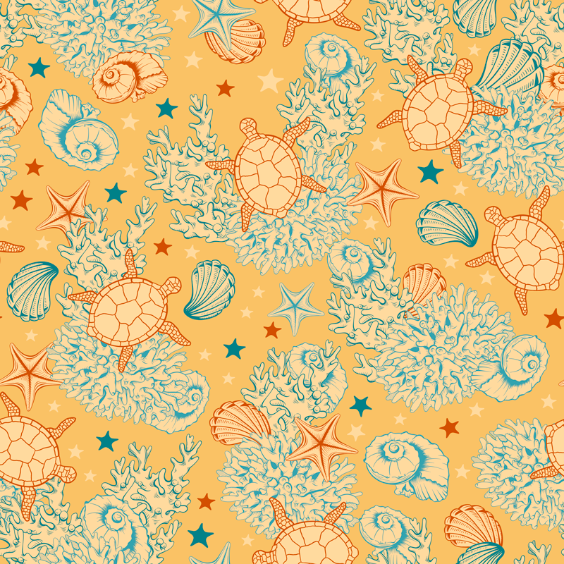 Nature vinyl rug coral and marine life design - TenStickers