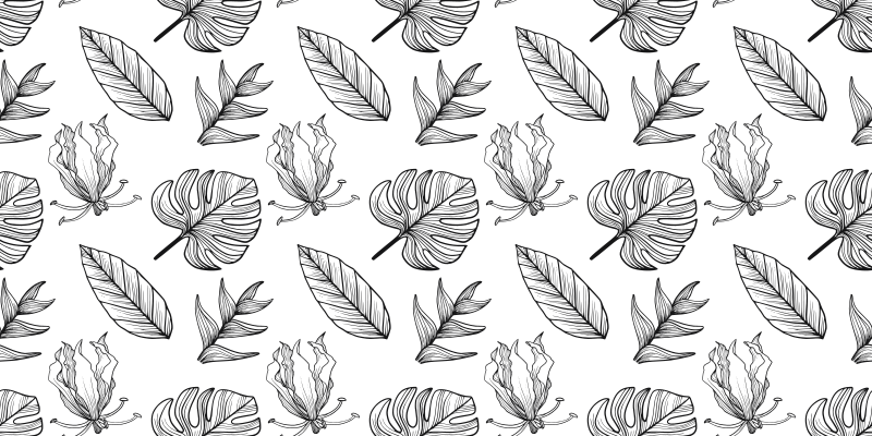 Floral vinyl rug in solid tropical leaves - TenStickers