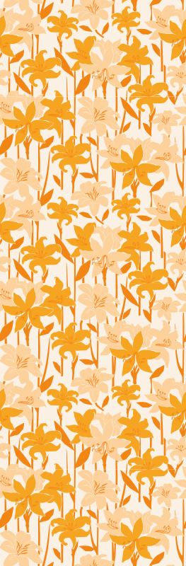 Bedroom vinyl rug with small cute orange flowers - TenStickers