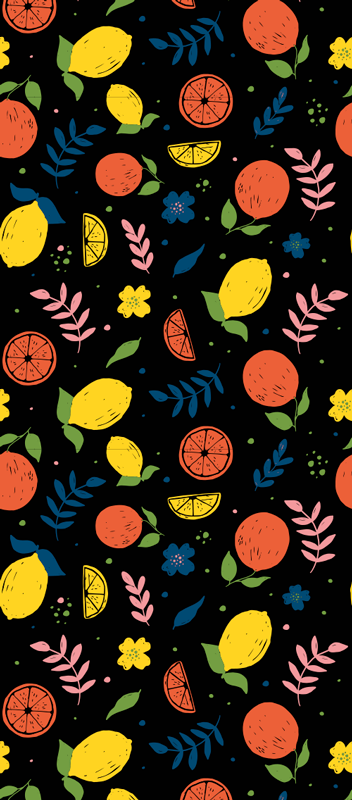 Bedroom vinyl rug citrus fruits with leaves design - TenStickers