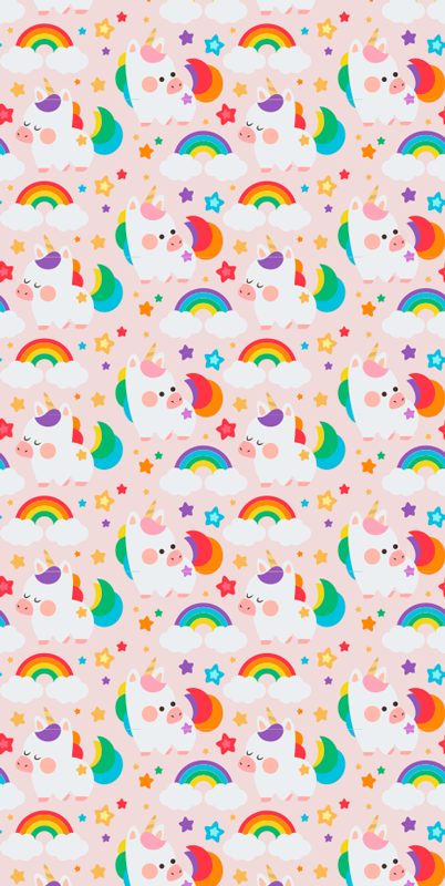 Bedroom vinyl rug with hand drawn colorful horses - TenStickers