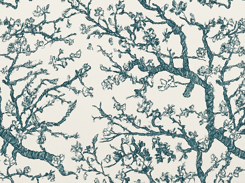 Dark blue tree design bedroom vinyl rug - TenStickers