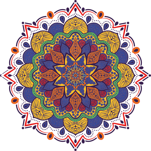 Geometric vinyl rug colorful flower mandala - TenStickers