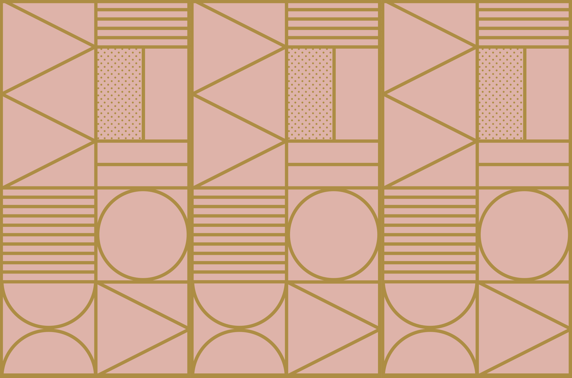 Geometric vinyl rug in gold and pink blocks - TenStickers