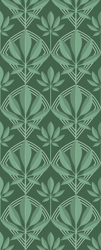 Bathroom vinyl rug in art deco green leaves design - TenStickers