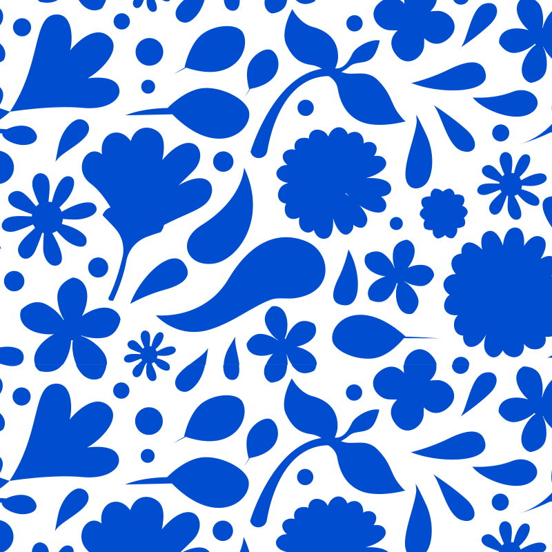 Delft blue floral design kitchen vinyl rug - TenStickers