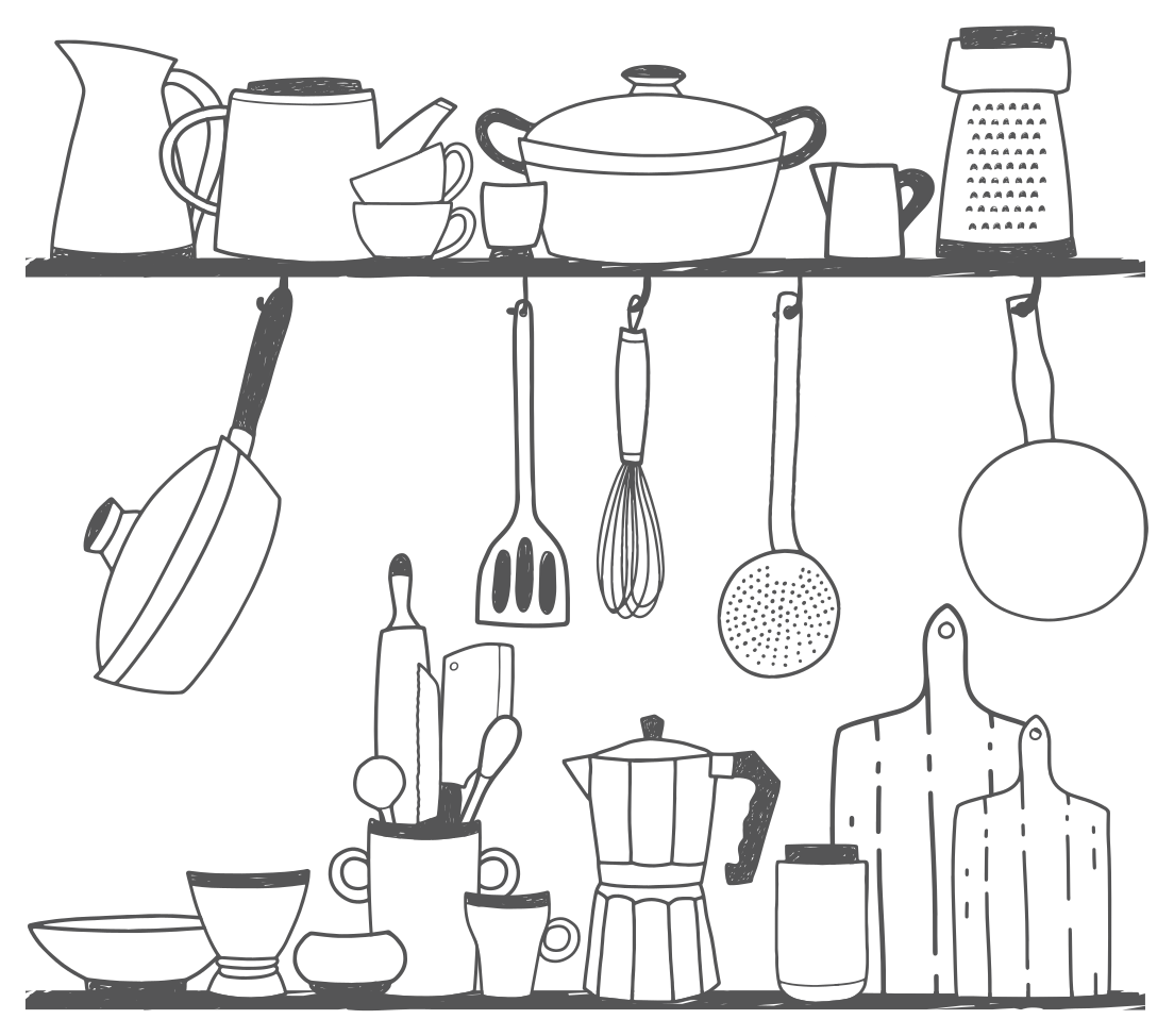 Kitchen vinyl rug kitchen tools for shelf storage - TenStickers