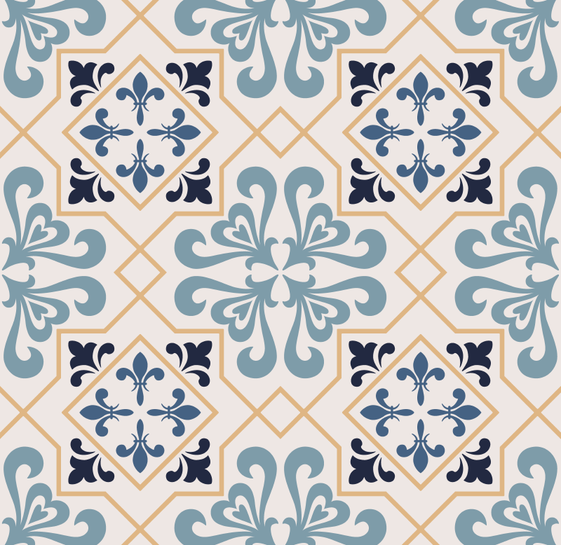 Kitchen vinyl rug in yellow portuguese tile pattern - TenStickers