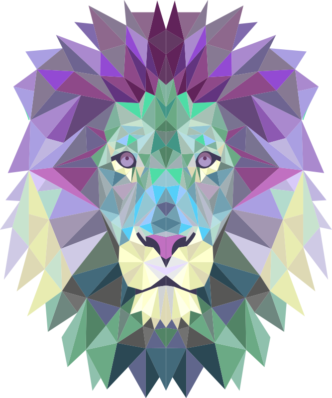 geometric lion animal mat - TenStickers