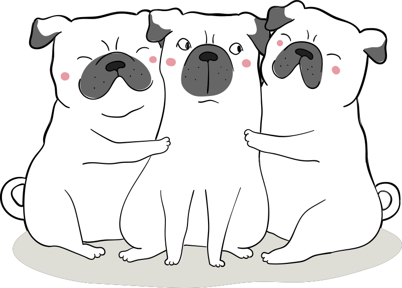 Adorable Pug Trio animal mat - TenStickers