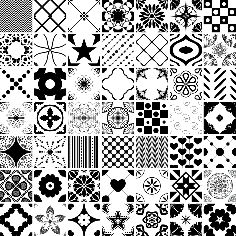 Geometric Black White Pattern tile vinyl rug - TenStickers