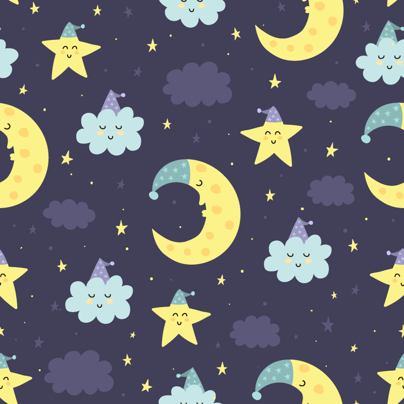 Fabulous stars and moon kids vinyl rug - TenStickers