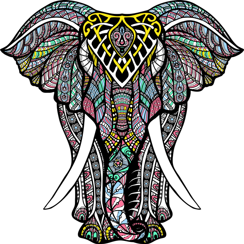 Stylized Elephant animal vinyl rug - TenStickers