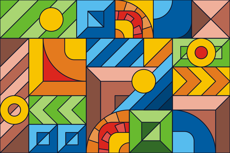 Geometric Color Blocks geometric vinyl rug - TenStickers