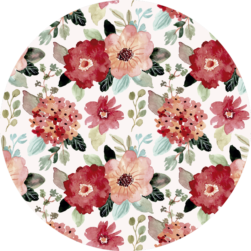 Floral Circle Motif floral vinyl rug - TenStickers