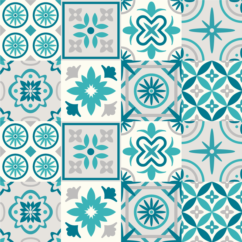 Ceramic-inspired Design kitchen vinyl rug - TenStickers