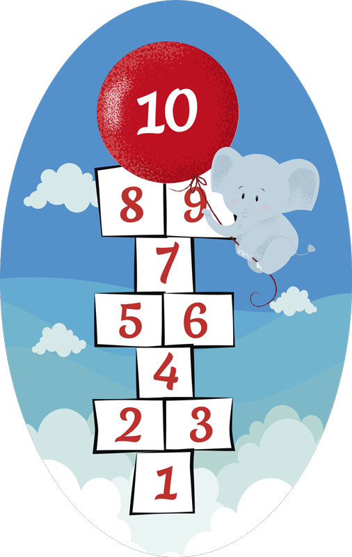 Hopscotch Balloon Elephant kids vinyl rug - TenStickers