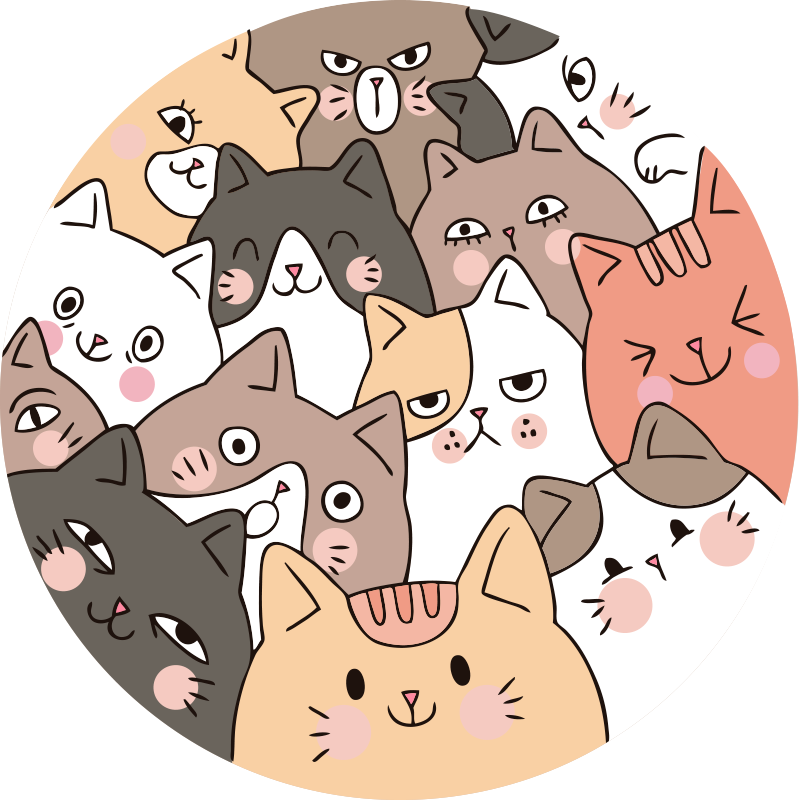 Cartoon Cat Faces animal vinyl rug - TenStickers