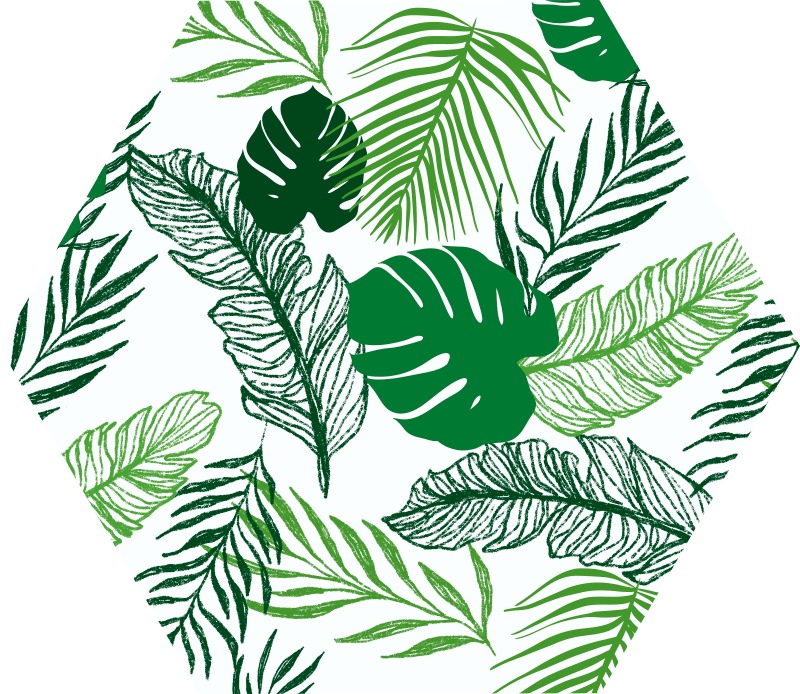 Tropical Foliage Hexagon floral vinyl rug - TenStickers