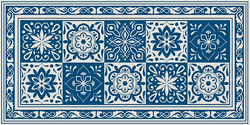 Ornate Ceramic Aesthetic tile vinyl rug - TenStickers