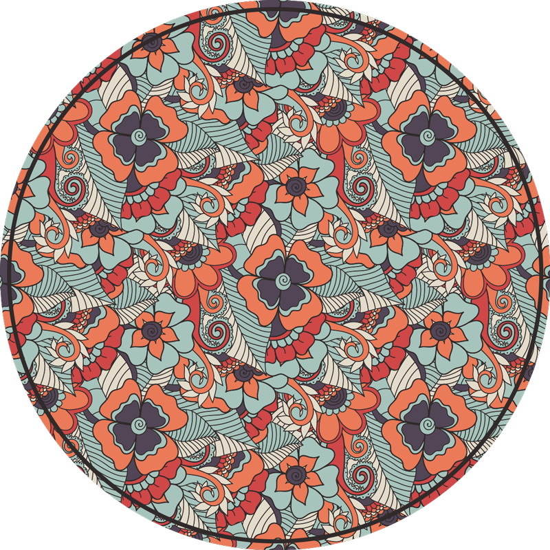 Floral Mandala Pattern floral vinyl rug - TenStickers