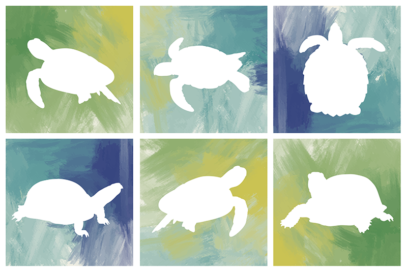 Turtle Silhouette Mosaic animal vinyl rug - TenStickers
