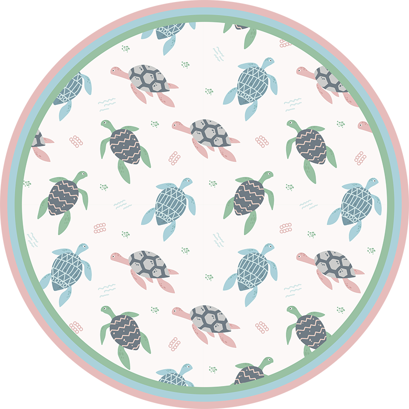 Turtle Play Circle kids vinyl rug - TenStickers