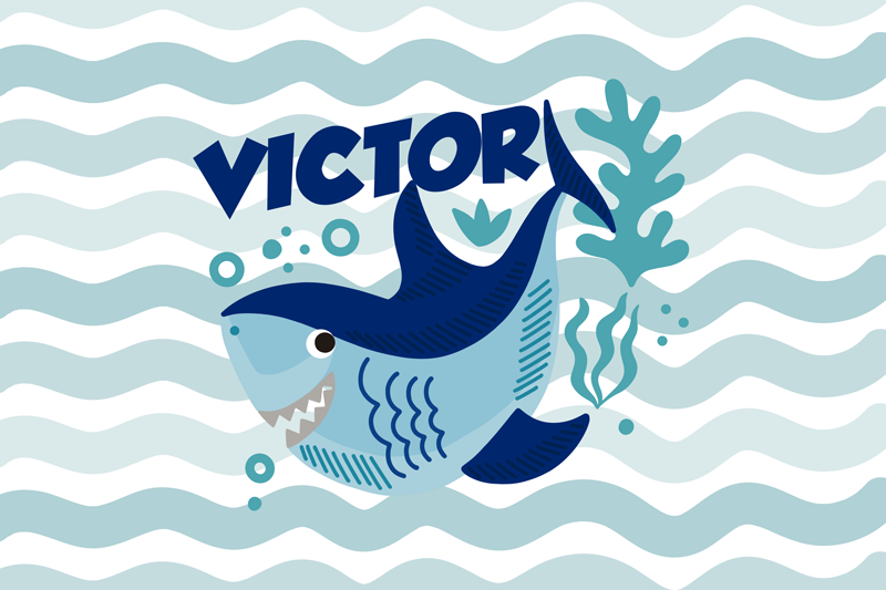 Custom Shark Illustration custom vinyl rug - TenStickers