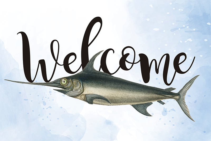 Welcome Fish Illustration custom rug - TenStickers
