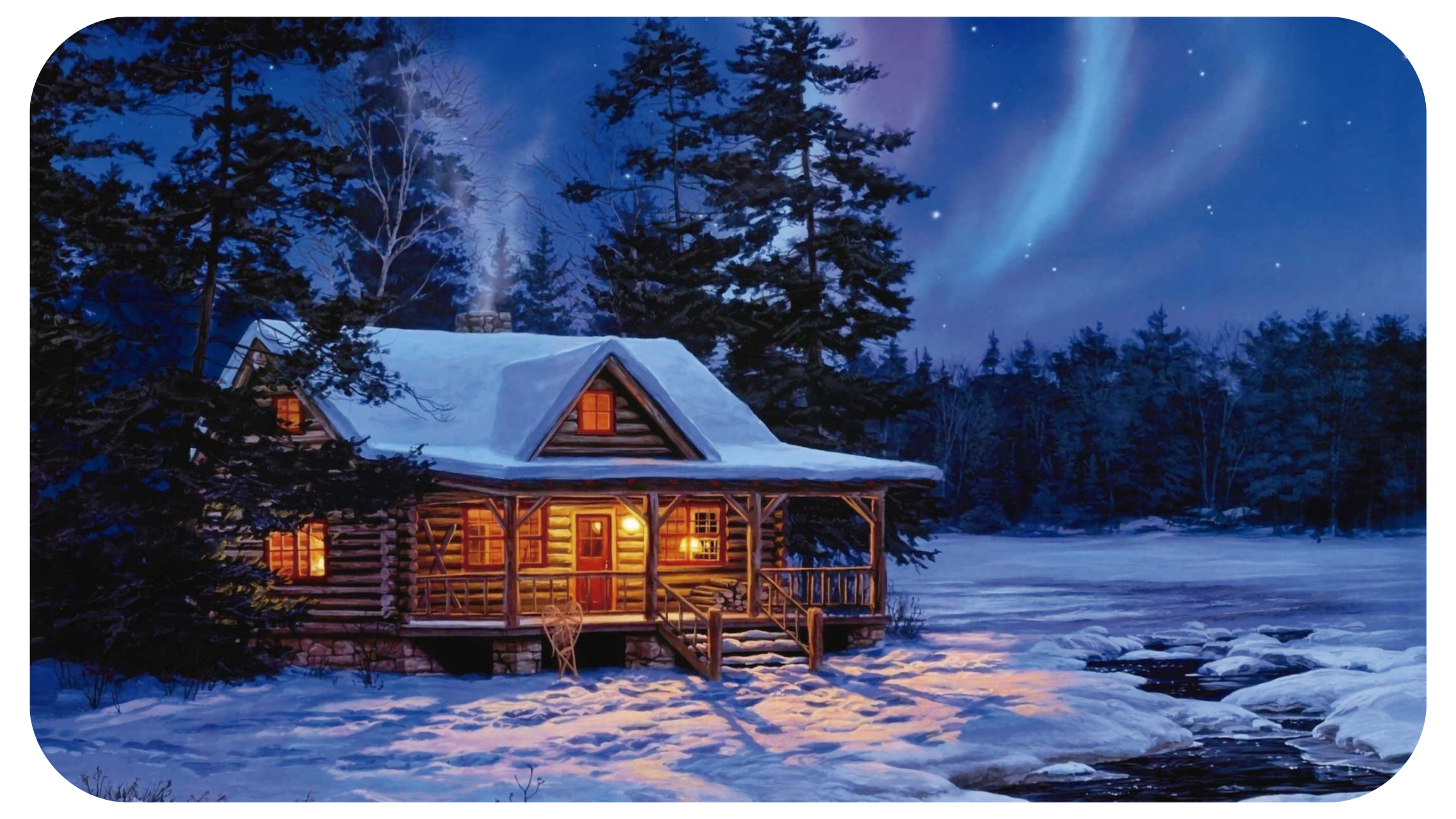 Winter Cabin Scene Christmas vinyl rug - TenStickers